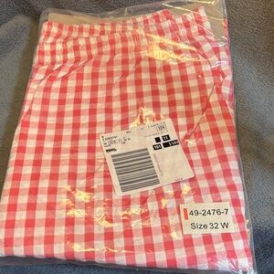 Woman Within Coral Pink & White Gingham Pants